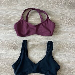 Crop Shop Boutique Burgundy and Black Sports Bras